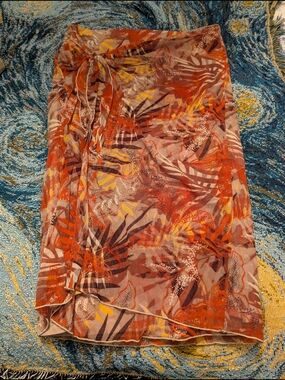 Mexx Orange Floral Print Swim Sarong with Tie